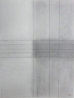 Lothar Rumold: O. T., 1996, Graphitstaub auf gefaltetem Papier, 48 x 36 cm