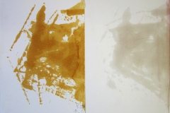 Lothar Rumold: Ohne Titel, 2014, Holzlasur auf Papier, 29,7 x 42 cm